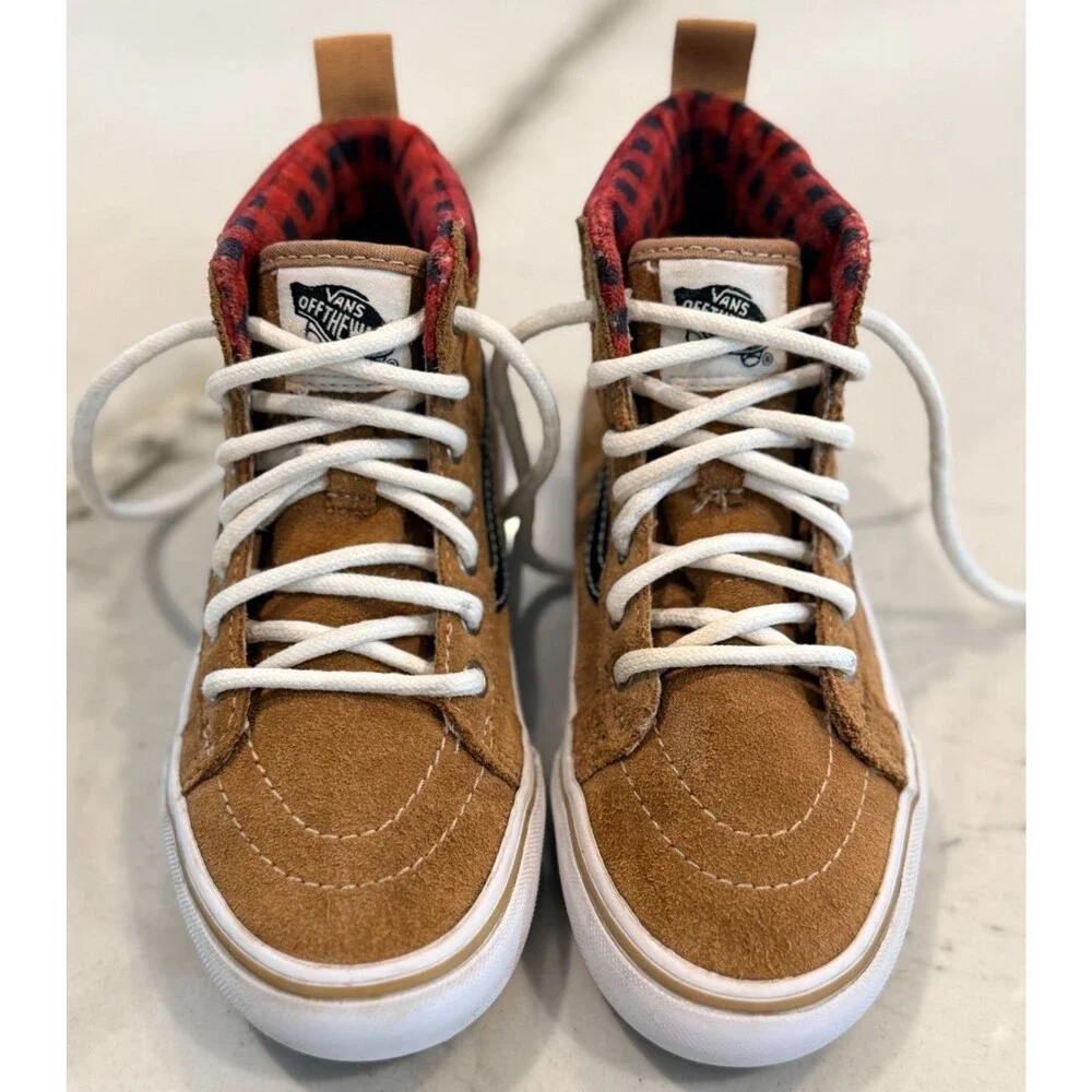 Vans Sk8-Hi MTE-1 Plaid Brown Youth SZ 1